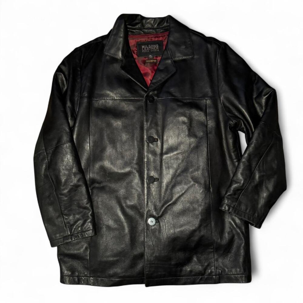 Wilsons Leather Pelle Studio Black Genuine Leather Jacket‎ Coat Men’s XL